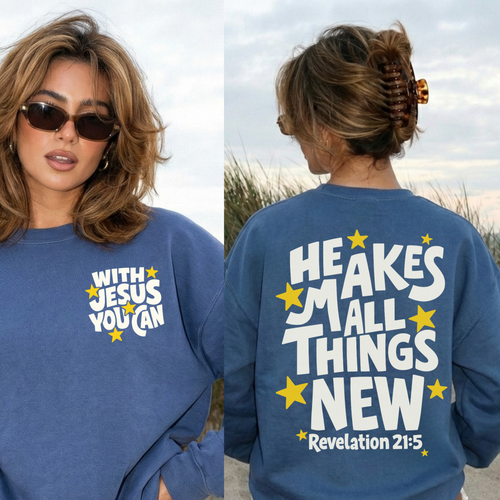 He Makes All Things New Crewneck Sweatshirt FaithArmor™